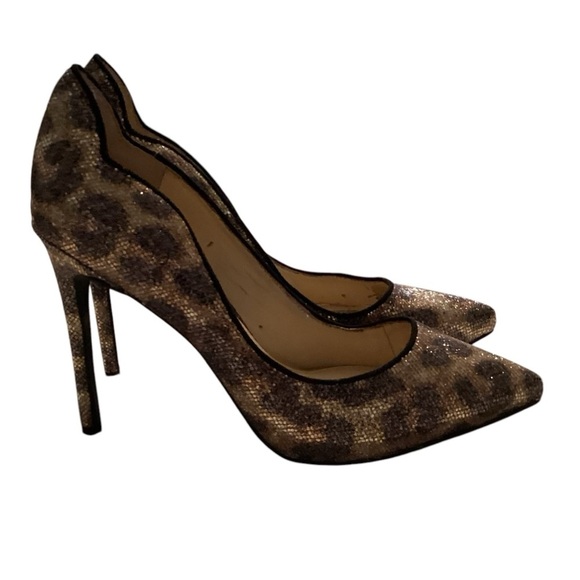 Jessica Simpson‎ golden leop print fabric heel size 7.5 - Picture 1 of 11